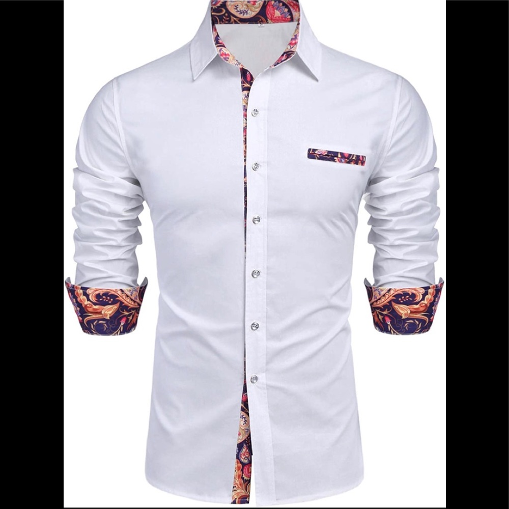 Daupanzees Men's LG Cotton Dress Shirt Casual Long Sleeve Slim Fit Fashi…